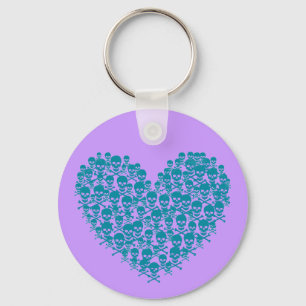 Llavero Corazón de calavera turquesa