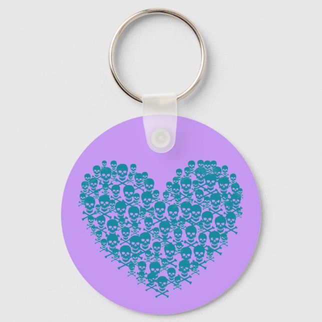 Llavero Corazón de calavera turquesa (Anverso)