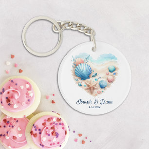 Llavero Corazón de concha personalizado para aniversario d