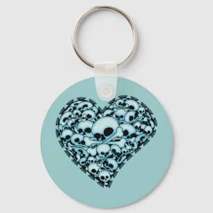 Llavero Corazón de cráneo azul