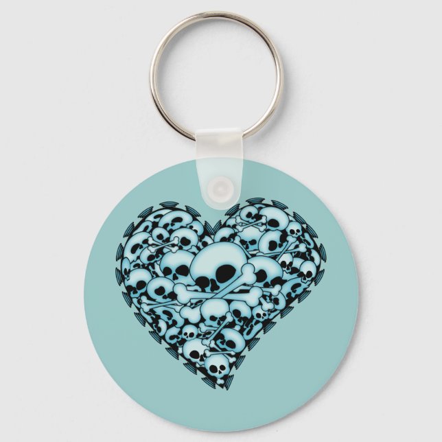 Llavero Corazón de cráneo azul (Anverso)