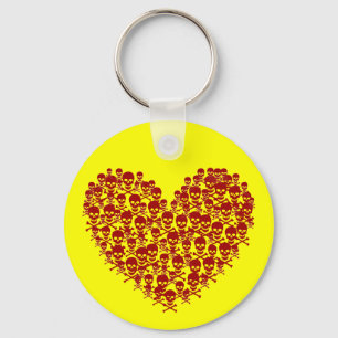 Llavero Corazón de cráneo rojo