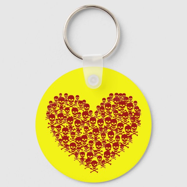 Llavero Corazón de cráneo rojo (Anverso)