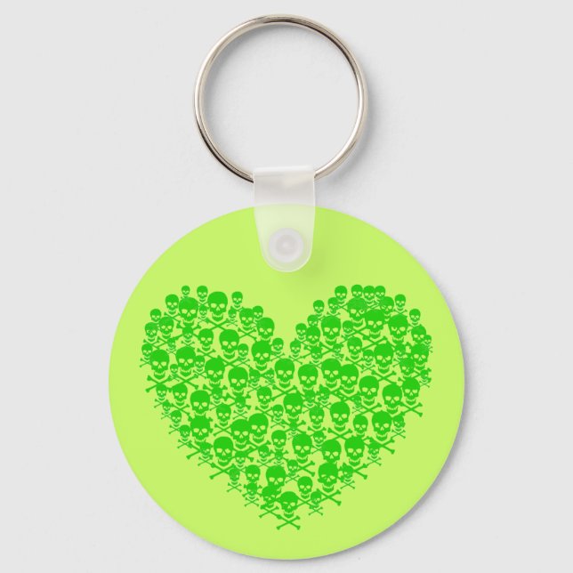Llavero Corazón de cráneo verde (Anverso)