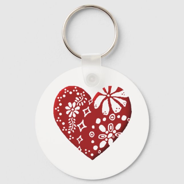 Llavero Corazón de encaje rojo (Anverso)