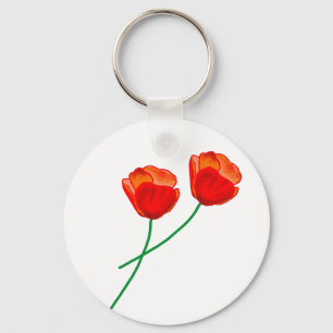 Llavero Corazón de Flores de Adormidera Roja