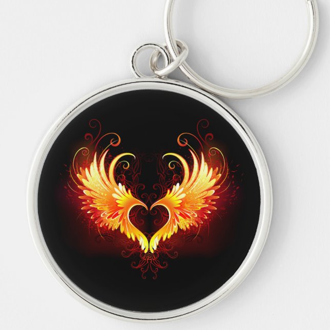 Llavero Corazón de Fuego Ángel con Alas (Frente)