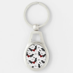 Llavero Corazón de Halloween con alas de murciélago negro