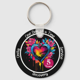 Llavero Corazón de hito de 12 pasos personalizado
