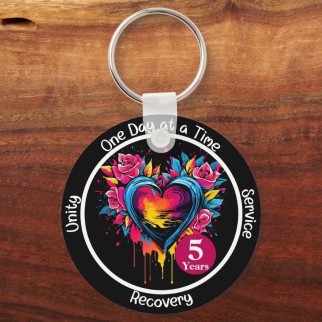 Llavero Corazón de hito de 12 pasos personalizado (Anverso)