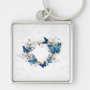 Llavero Corazón de joyas con mariposas Morfo