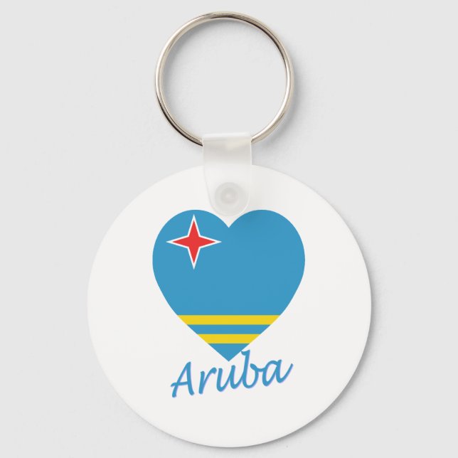 Llavero Corazón de la bandera de Aruba (Anverso)