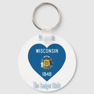 Llavero Corazón de la bandera de Wisconsin