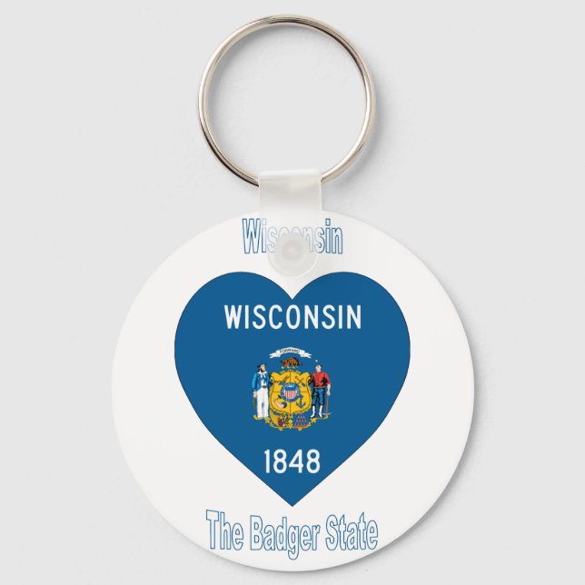 Llavero Corazón de la bandera de Wisconsin (Anverso)