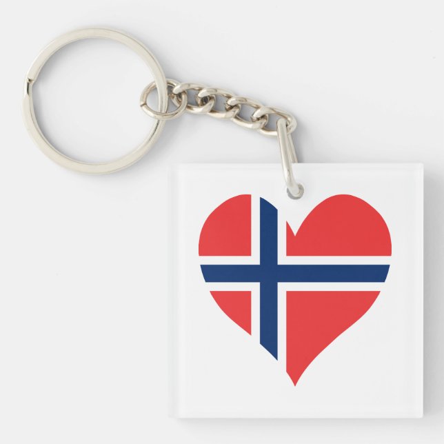 Llavero Corazón de la bandera noruega (Frente)