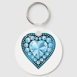 Llavero Corazón de la Gema de Topaz Azul