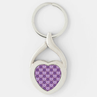 Llavero Corazón de lavanda patrón argyle diamante púrpura