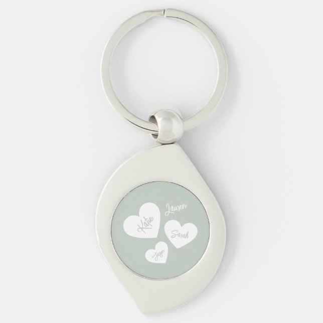 Llavero Corazón de madre personalizada Azul verde suave (Anverso)