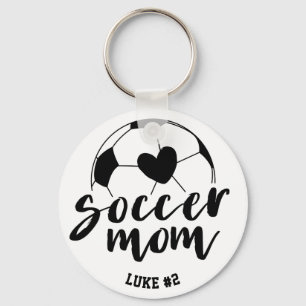 Llavero Corazón de Mamá de Fútbol Pelota Personalizada Nom