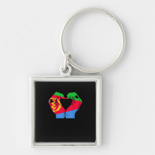 Llavero Corazón de manos con bandera eritrea