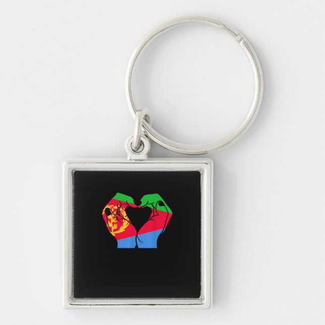 Llavero Corazón de manos con bandera eritrea (Frente)