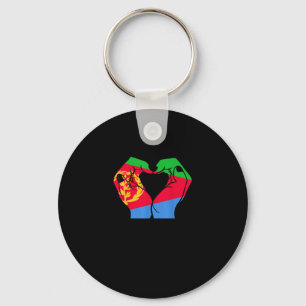 Llavero Corazón de manos con bandera eritrea