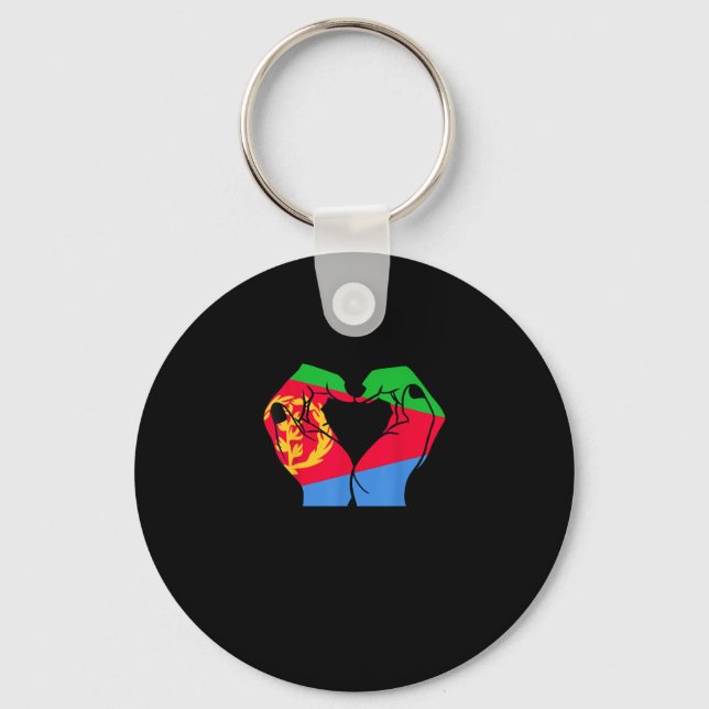 Llavero Corazón de manos con bandera eritrea (Anverso)
