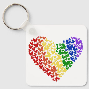Llavero Corazón de mariposa de orgullo- Colores de bandera
