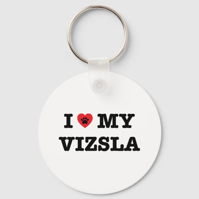 Llavero Corazón de mi tecla botón Vizsla (Anverso)