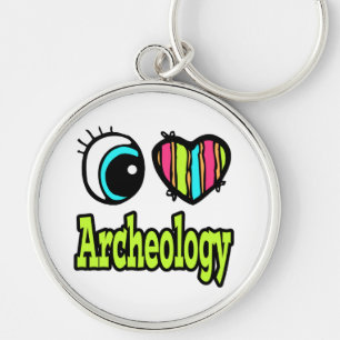 Llavero Corazón de Ojo Brillante Amo la Arqueología