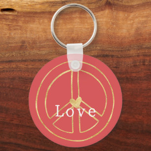 Llavero Corazón de oro rojo signo de paz amor Navidad