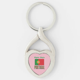 Llavero Corazón de patrimonio de bandera de Portugal perso