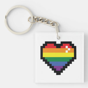 Llavero Corazón de píxeles arco iris