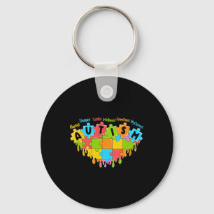 Llavero Corazón de rompecabezas colorido amor retro concie