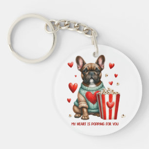 Llavero Corazón de San Valentín de adorable bulldog francé