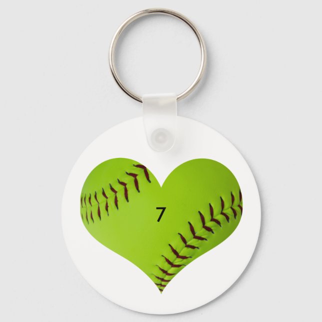 Llavero Corazón de softball personalizado (Anverso)