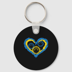 Llavero Corazón de Ucrania Girasoles Apoyo Ucraniano Chica