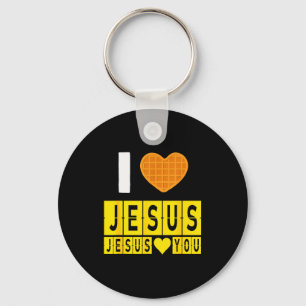 Llavero Corazón de waffle amo a Jesús Jesús te ama diverti