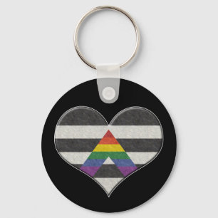 Llavero Corazón del orgullo del aliado de LGBT