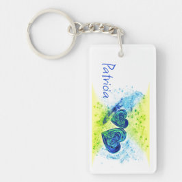 Llavero Corazón Doble Azul Y Amarillo