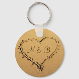 Llavero Corazón en la playa Monogramas personalizados