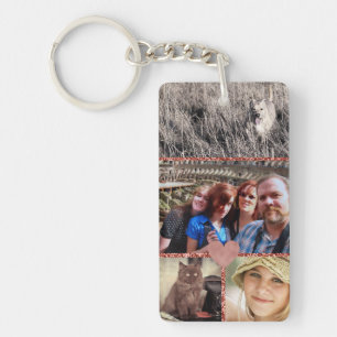 Llavero Corazón femenino del collage de fotos de la