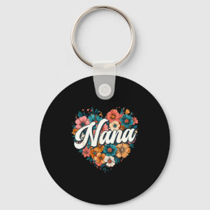 Llavero Corazón floral Nana día de la madre vintage retr