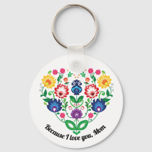 Llavero Corazón folklórico con texto personalizado, porque