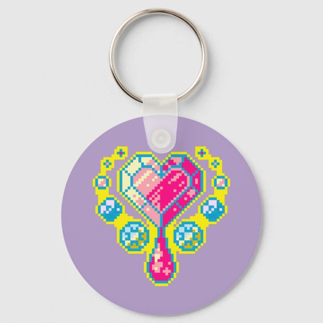 Llavero Corazón Gem Pixel Art Keychain (Anverso)