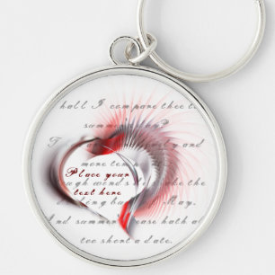 Llavero Corazón metalizado con el soneto de Shakespeare 18