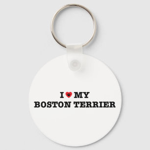 Llavero Corazón Mi Keychain del Botón Terrier de Boston