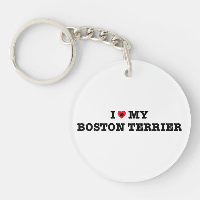 Llavero Corazón mi pavor acrílico de Boston (Frente)