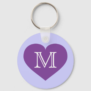 Llavero Corazón morado monograma