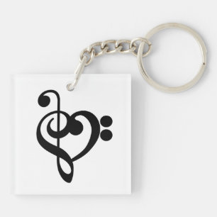 Llavero Corazón musical de música - Treble Bass Clef